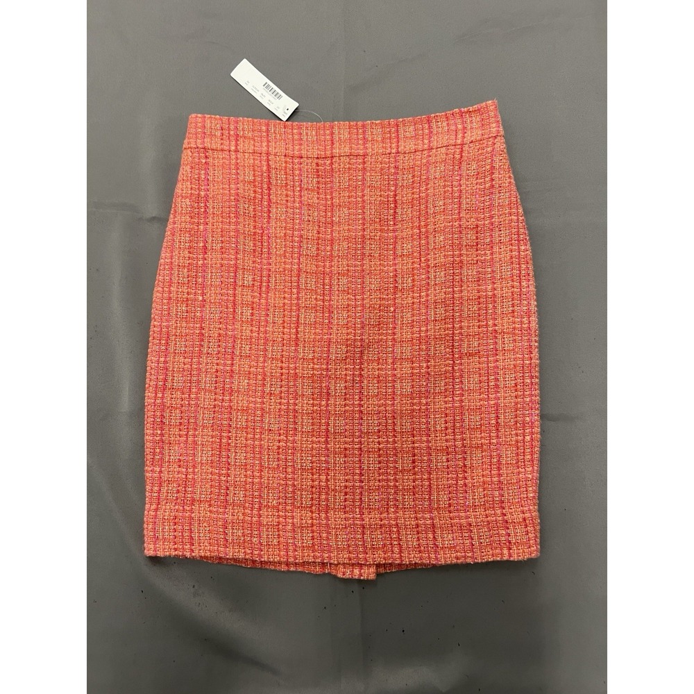 J.Crew No. 2 Pencil Skirt Tweed Bouclé Coral Pink Orange Wool Blend Size 0 NWT!!
